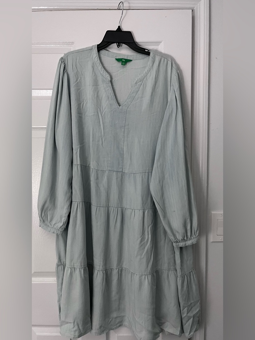 dip Light Blue Tiered V-Neck Midi Dress